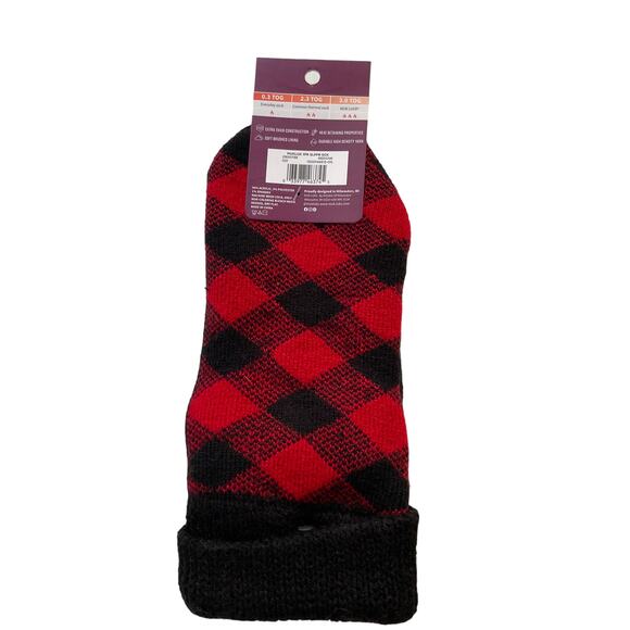Muk Luks Slipper Socks Thermal Red/Black Buffalo Plaid New - Picture 8 of 12